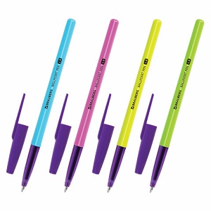 Ручка шариковая BRAUBERG Neon color 1,0мм, корпус ассорти, стержень СИНИЙ 216261, 144200