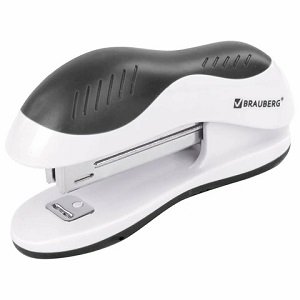 Степлер до 15л. BRAUBERG JET, №10, с антистеплером, бело-черный, 228580