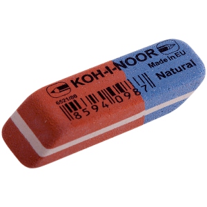Ластик KOH-I-NOOR Blue Star 80, 41х14х8мм, скошенный, комбинированный, натуральный каучук