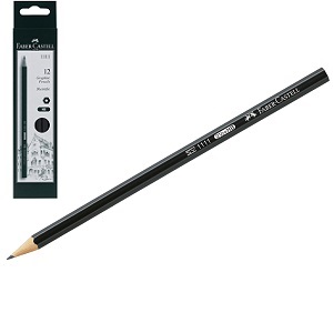 Карандаш чернографитный НВ, Faber-Castell 1111, без ластика, заточен, шестигранный, черный