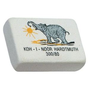 Ластик KOH-I-NOOR Elephant 300/80, 26х18х08мм, прямоугольный, натуральный каучук, белый