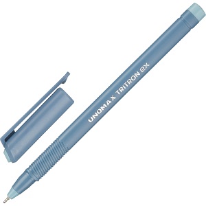 Ручка шариковая масляная UNOMAX Tritron, 0,7мм, корпус трехгранный серый, стержень СИНИЙ